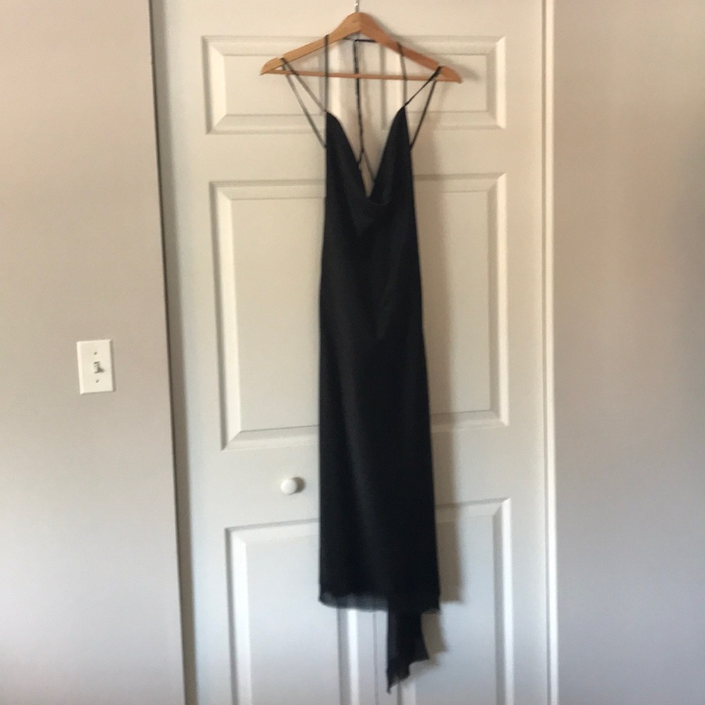 BCBGMaxAzria black satin dress